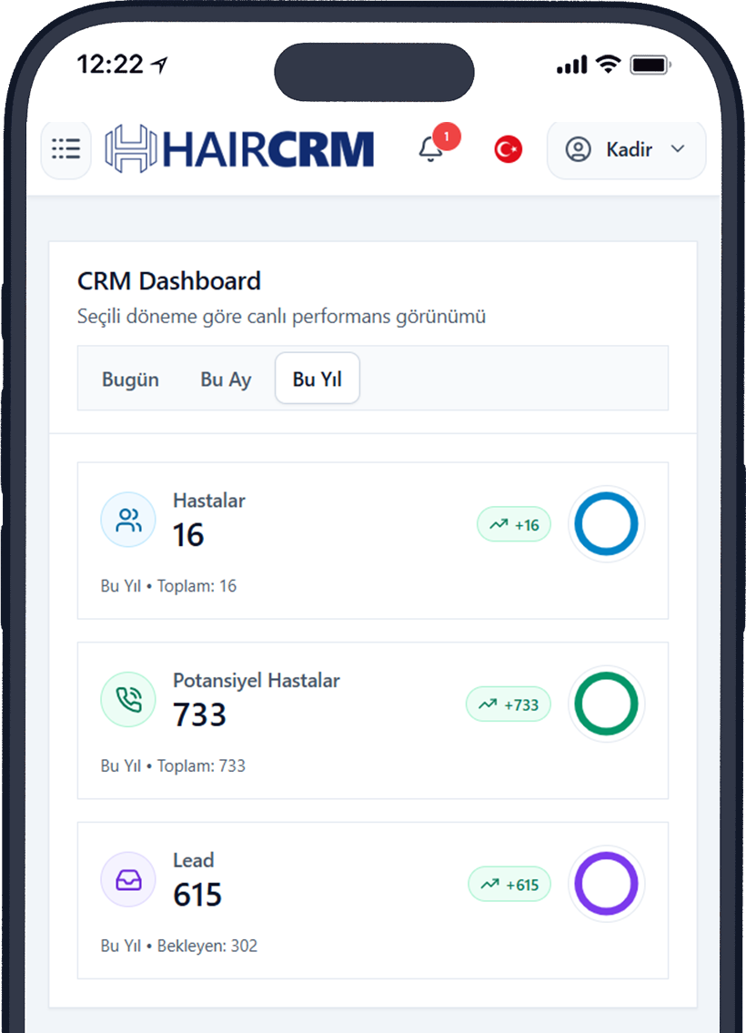 HairCRM mobil ekran görseli